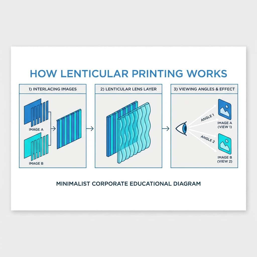 Lenticular Baskı Nasıl Çalışır - Teknik Diyagram